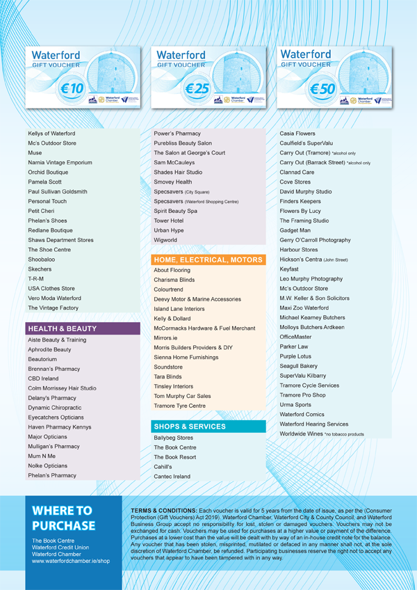 Waterford Gift Voucher Participating Businesses December 2020