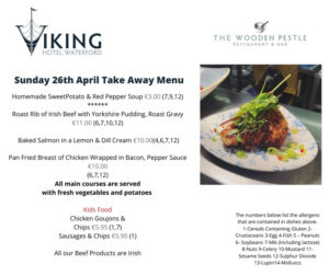 Viking Hotel Menu 26th April